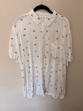 Mickey Mouse Short-Sleeve Button-Down Shirt with Pride Flag Mickey Heads.